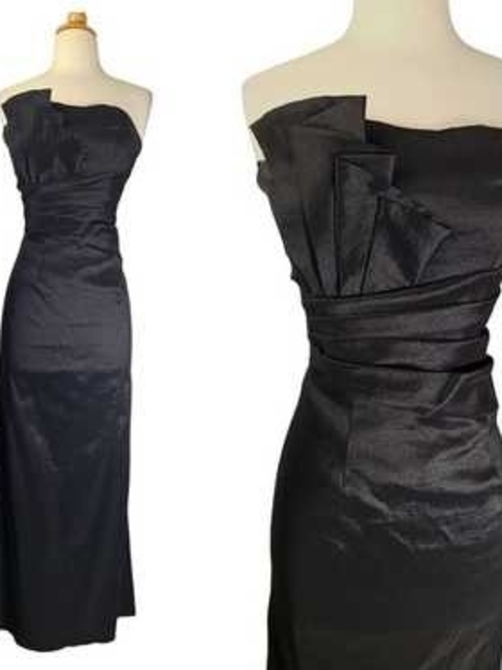 Jessica McClintock Black One-Shoulder Evening Gown with Sculpted Fold